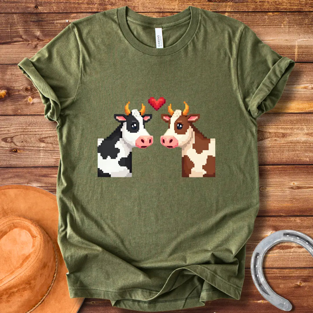 Cow Love Pixel Art T-Shirt