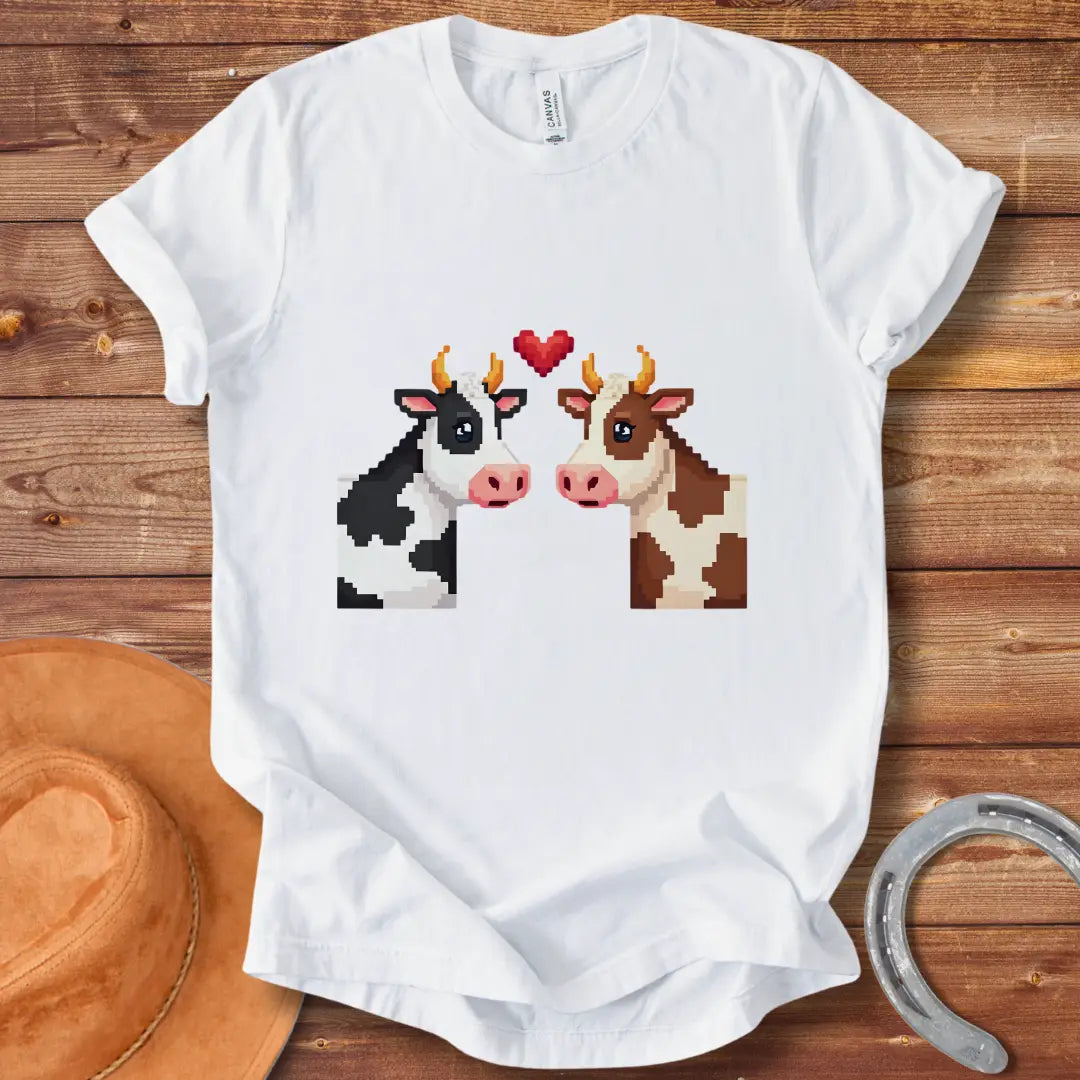 Cow Love Pixel Art T-Shirt