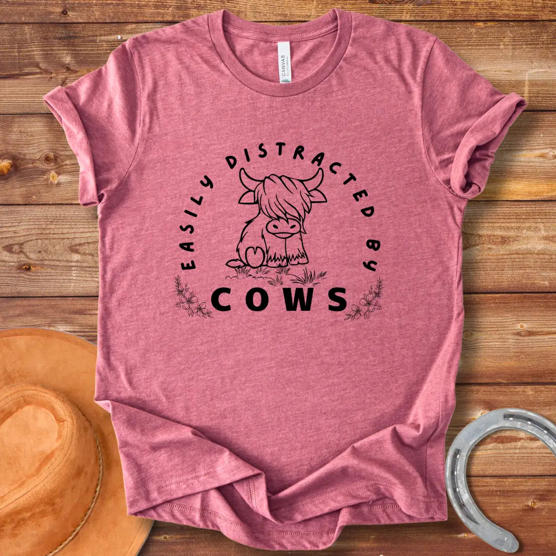 Easily Distracted By Cows T-shirt design for Cow Lovers Clothing