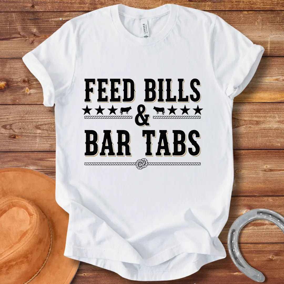 Feed Bills & Bar Tabs T-shirt design with rope and knot detail