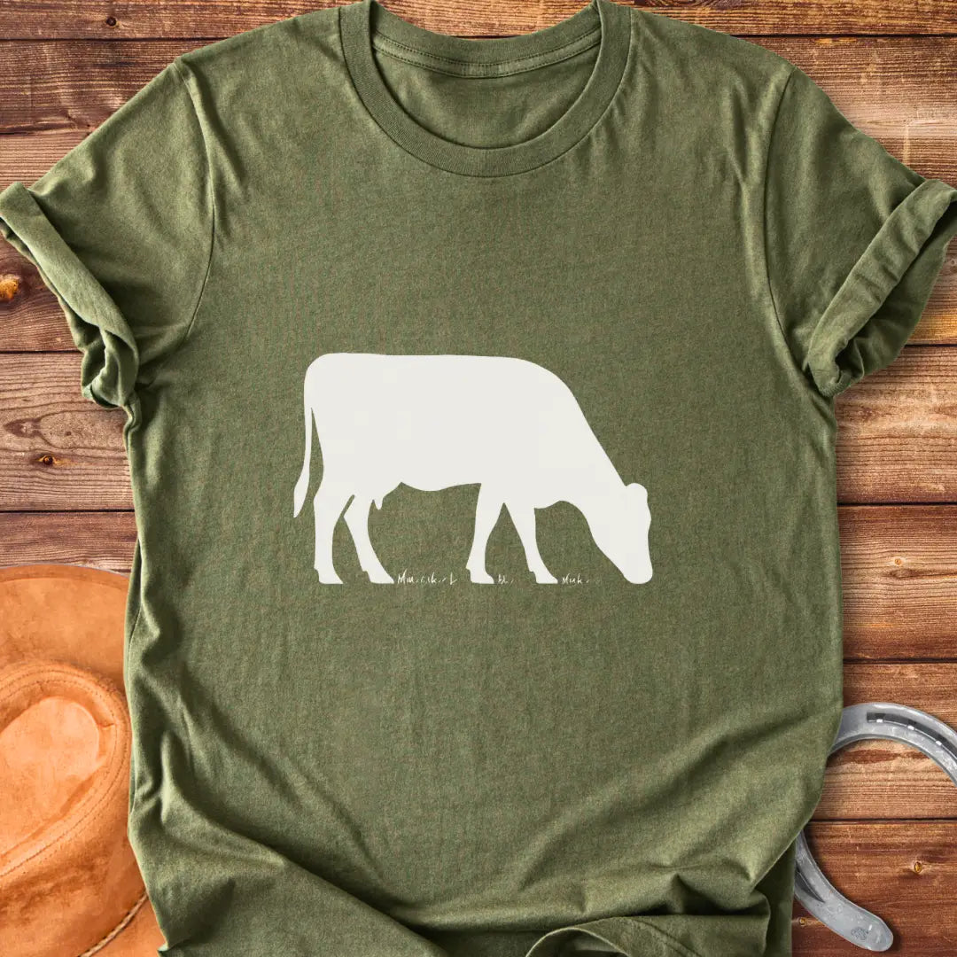 Silhouette of a cow grazing, t-shirt design for Cow Lovers Clothing