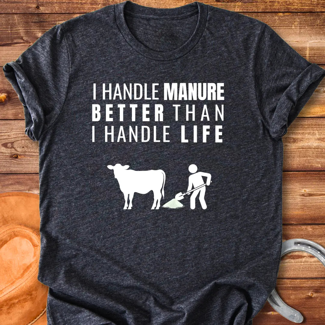 Handle Life T-Shirt design t-shirt, showing a graphic of a cow.
