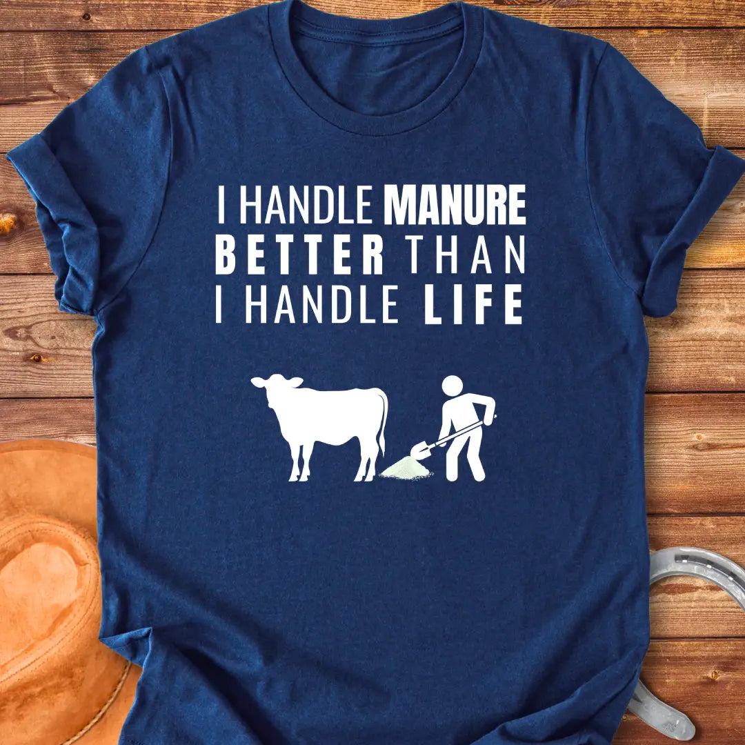 Handle Life T-Shirt design t-shirt, showing a graphic of a cow.