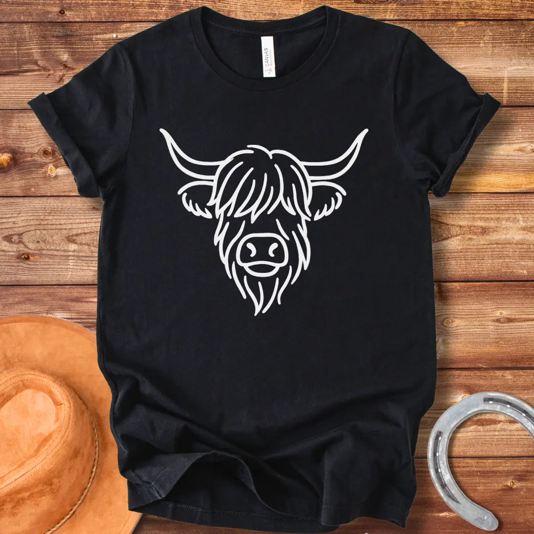 Highland Cow Head Line Art T-Shirt