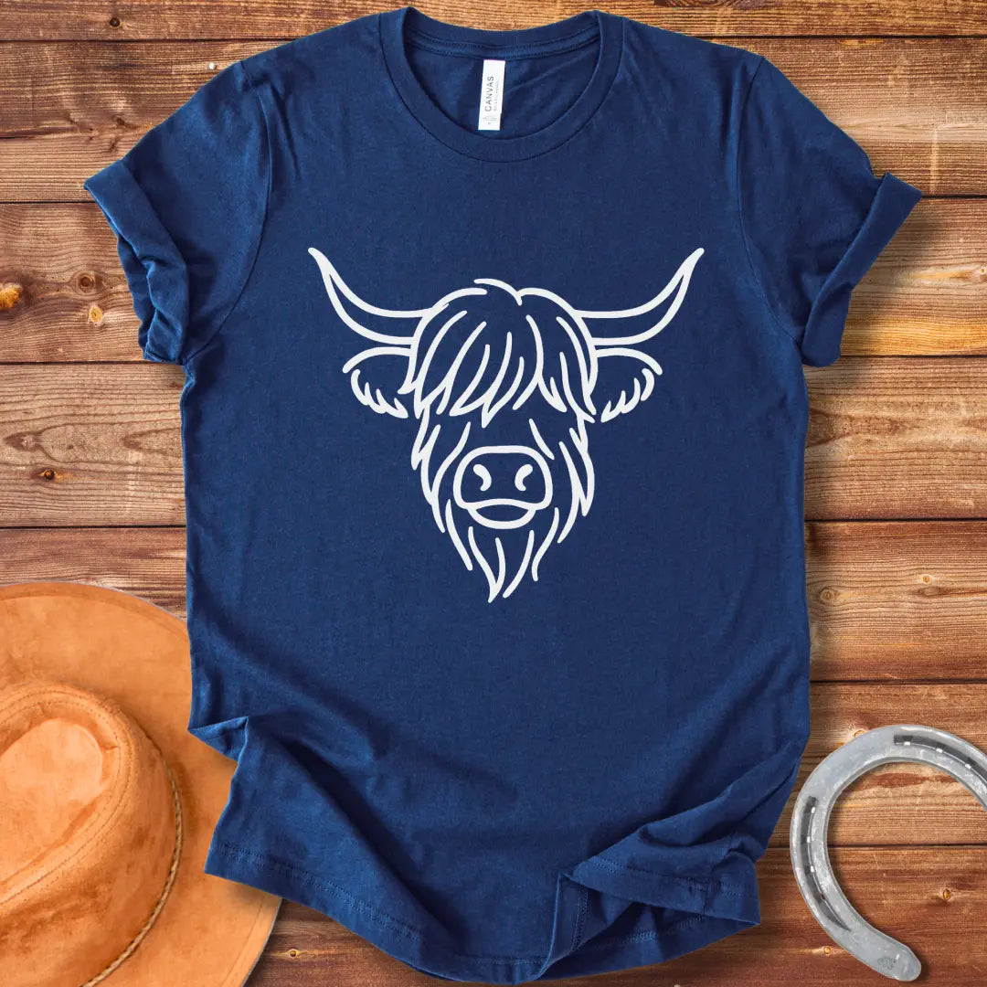 Highland Cow Head Line Art T-Shirt