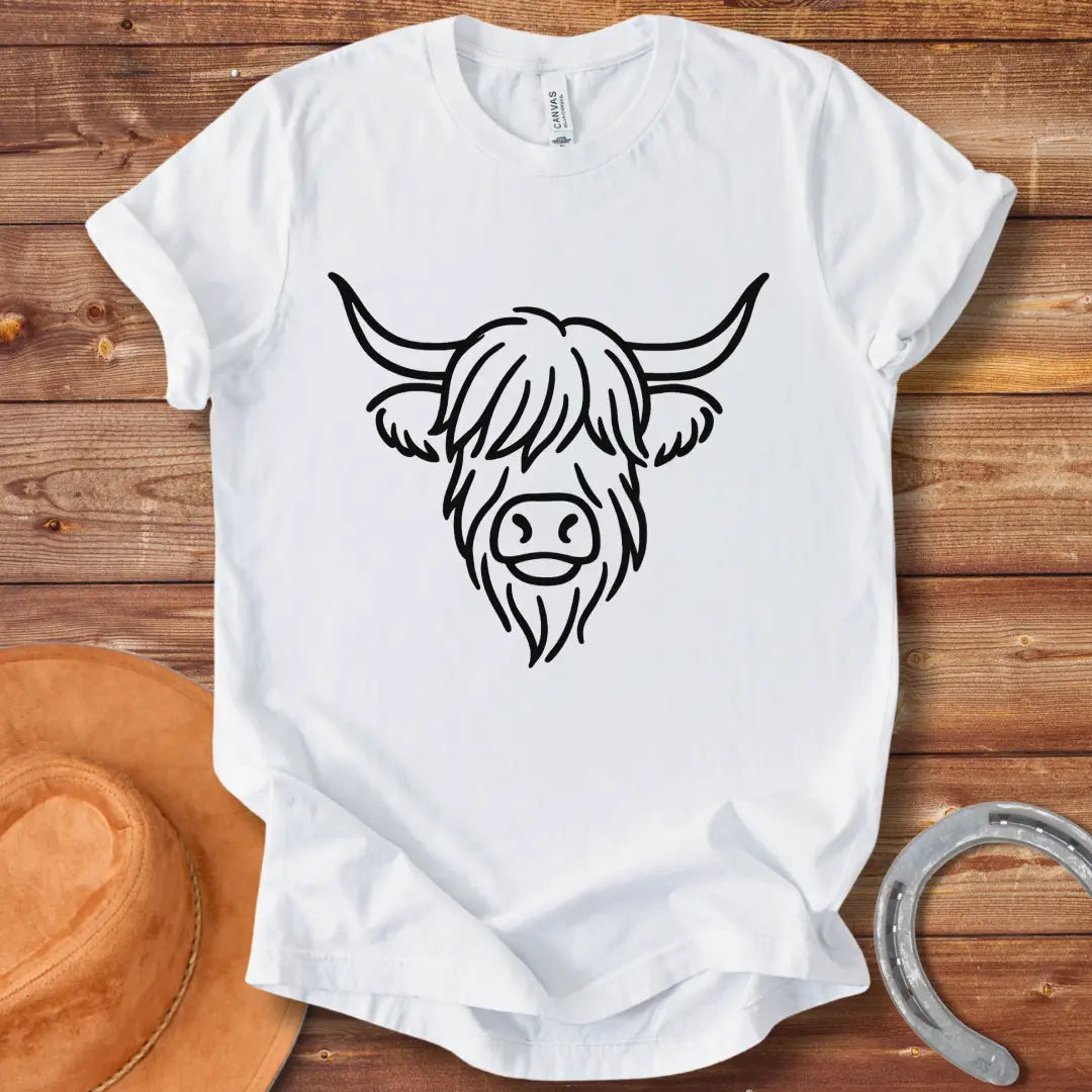 Highland Cow Head Line Art T-Shirt