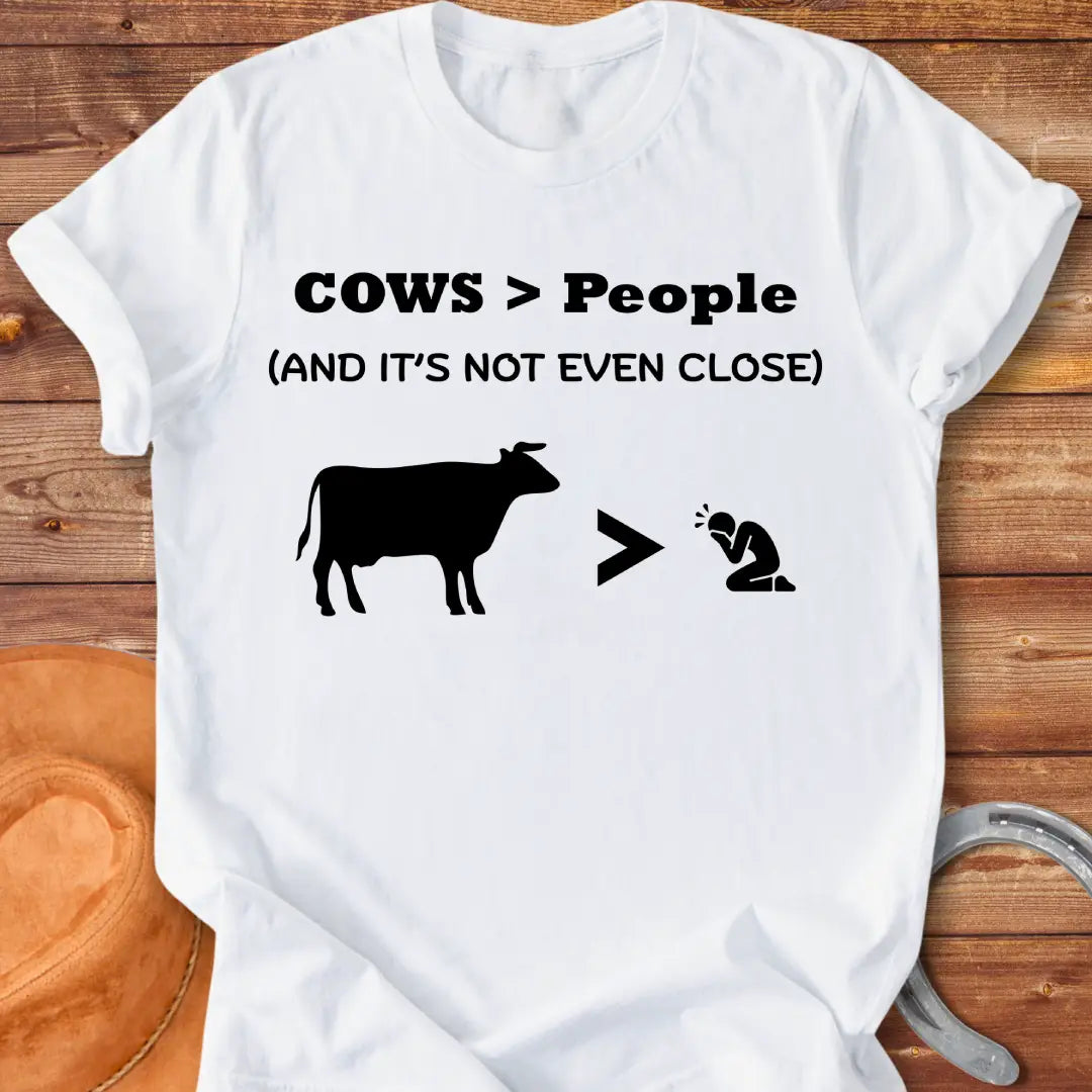 Close-up of a not even close t-shirt, perfect for cow lovers.