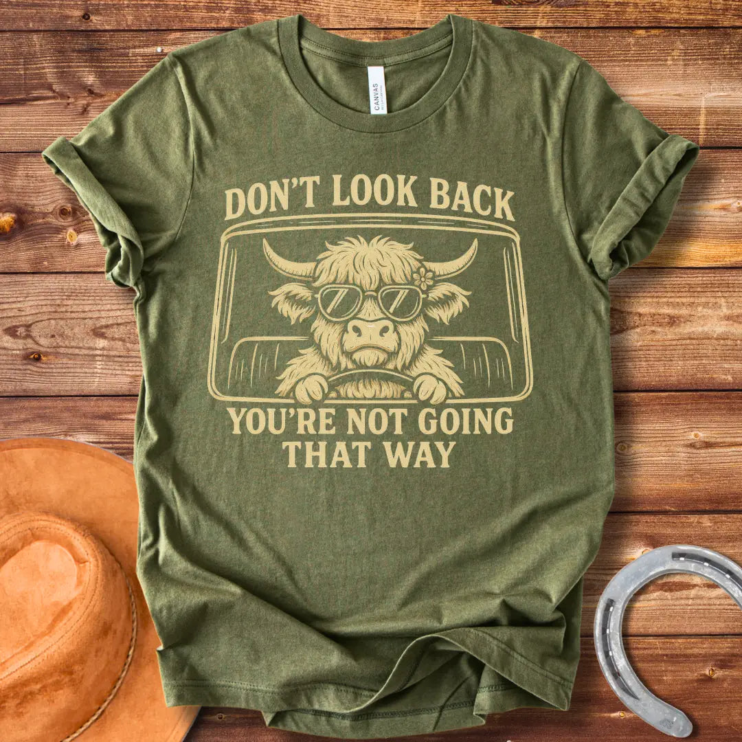 Not Going That Way T-Shirt design t-shirt, showing a graphic of a cow.