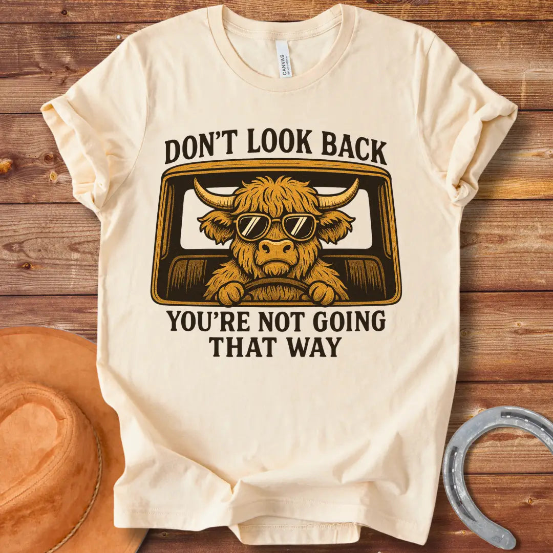 Not Going That Way T-Shirt design t-shirt, showing a graphic of a cow.