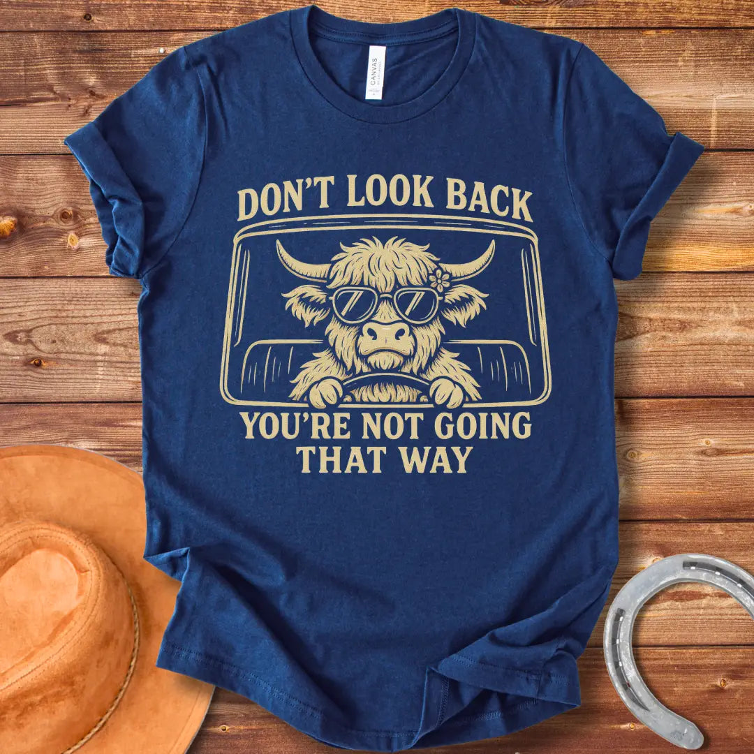 Not Going That Way T-Shirt design t-shirt, showing a graphic of a cow.
