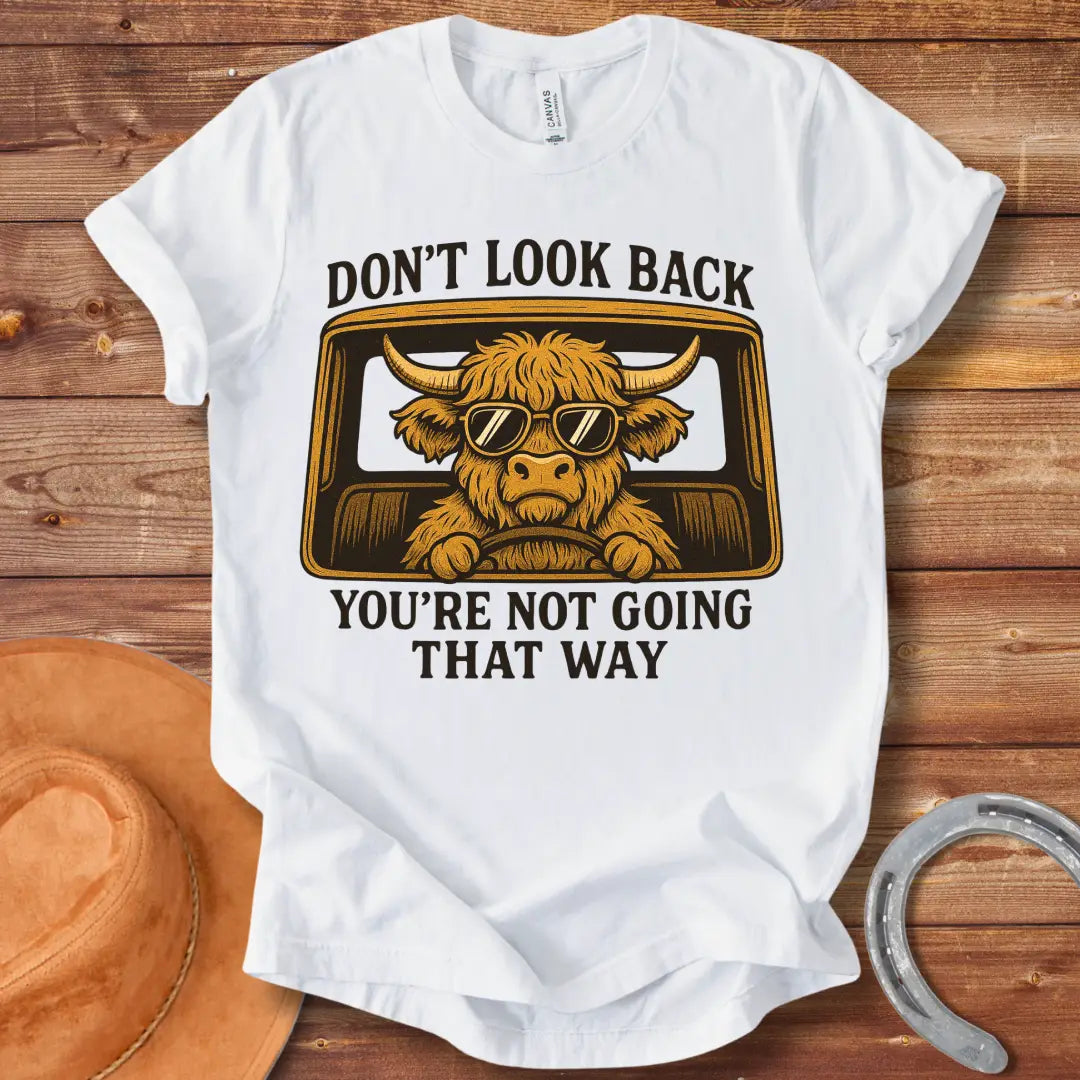 Not Going That Way T-Shirt design t-shirt, showing a graphic of a cow.