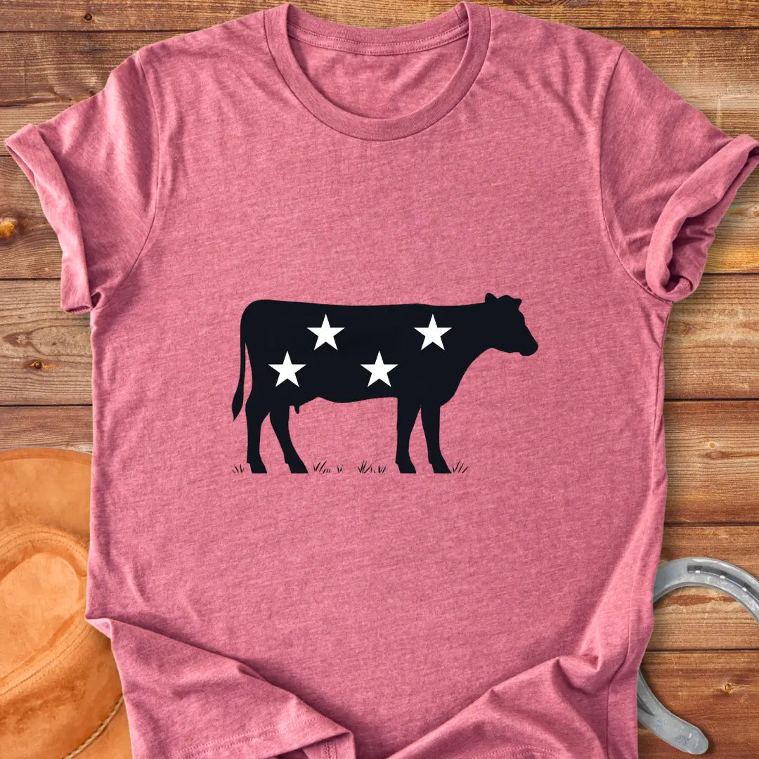 Star-spangled cow silhouette t-shirt design