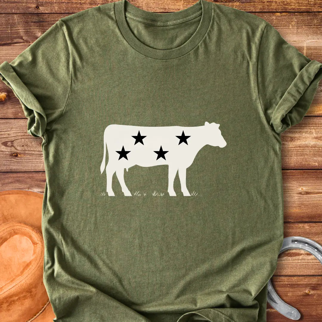 Star-spangled cow silhouette t-shirt design