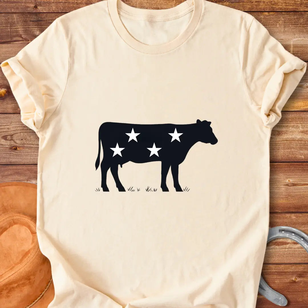 Star-spangled cow silhouette t-shirt design