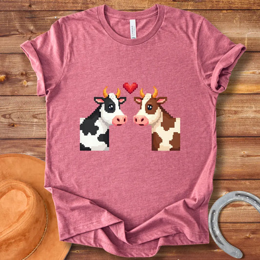 Cow Love Pixel Art T-Shirt