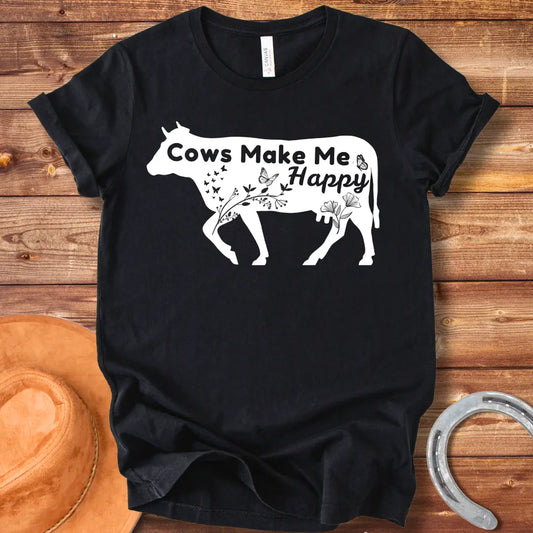 Cows Make Me Happy Floral T-Shirt