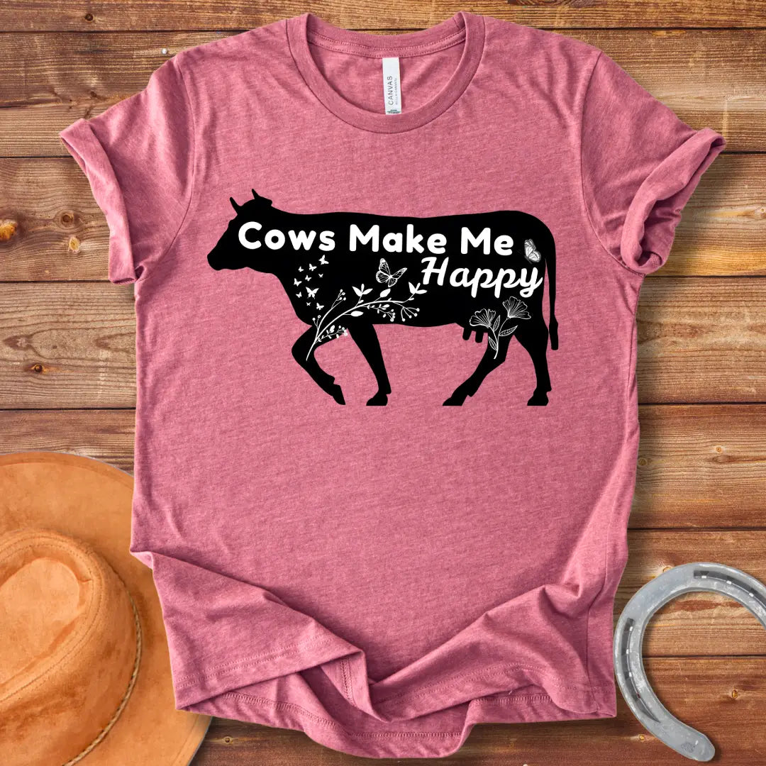 Cows Make Me Happy Floral T-Shirt