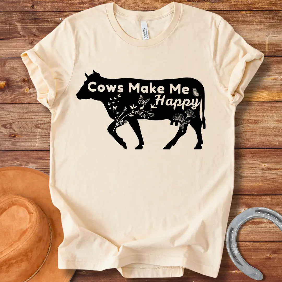 Cows Make Me Happy Floral T-Shirt