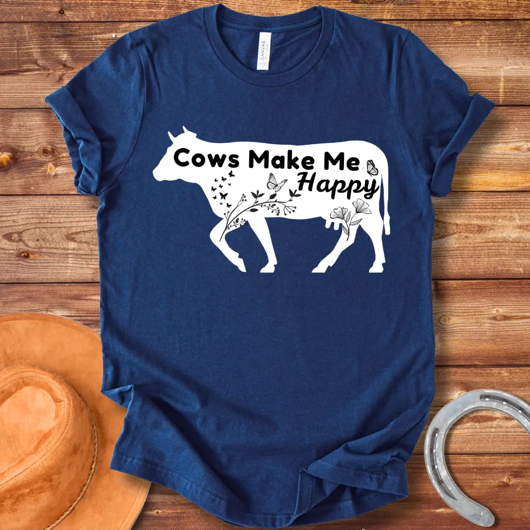 Cows Make Me Happy Floral T-Shirt