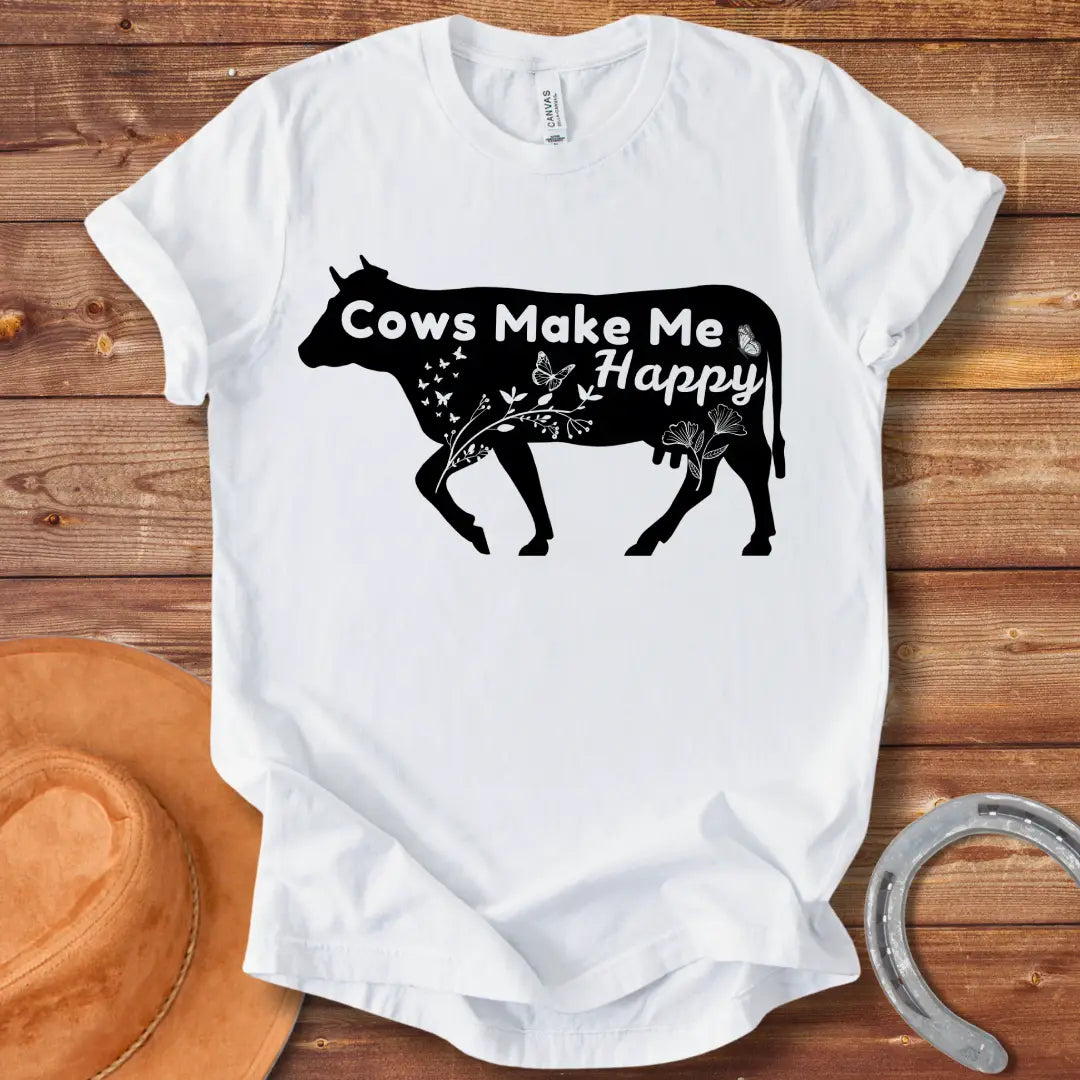 Cows Make Me Happy Floral T-Shirt