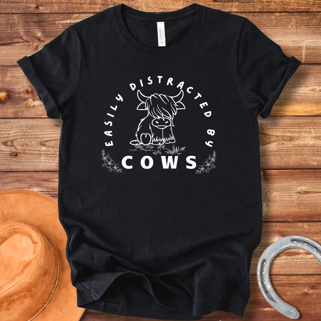 Easily Distracted By Cows T-shirt design for Cow Lovers Clothing