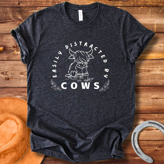 Easily Distracted By Cows T-shirt design for Cow Lovers Clothing