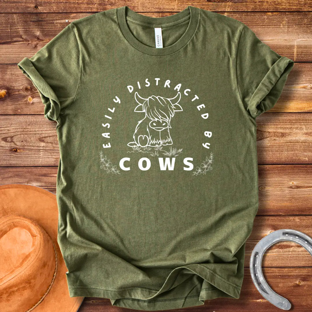 Easily Distracted By Cows T-shirt design for Cow Lovers Clothing