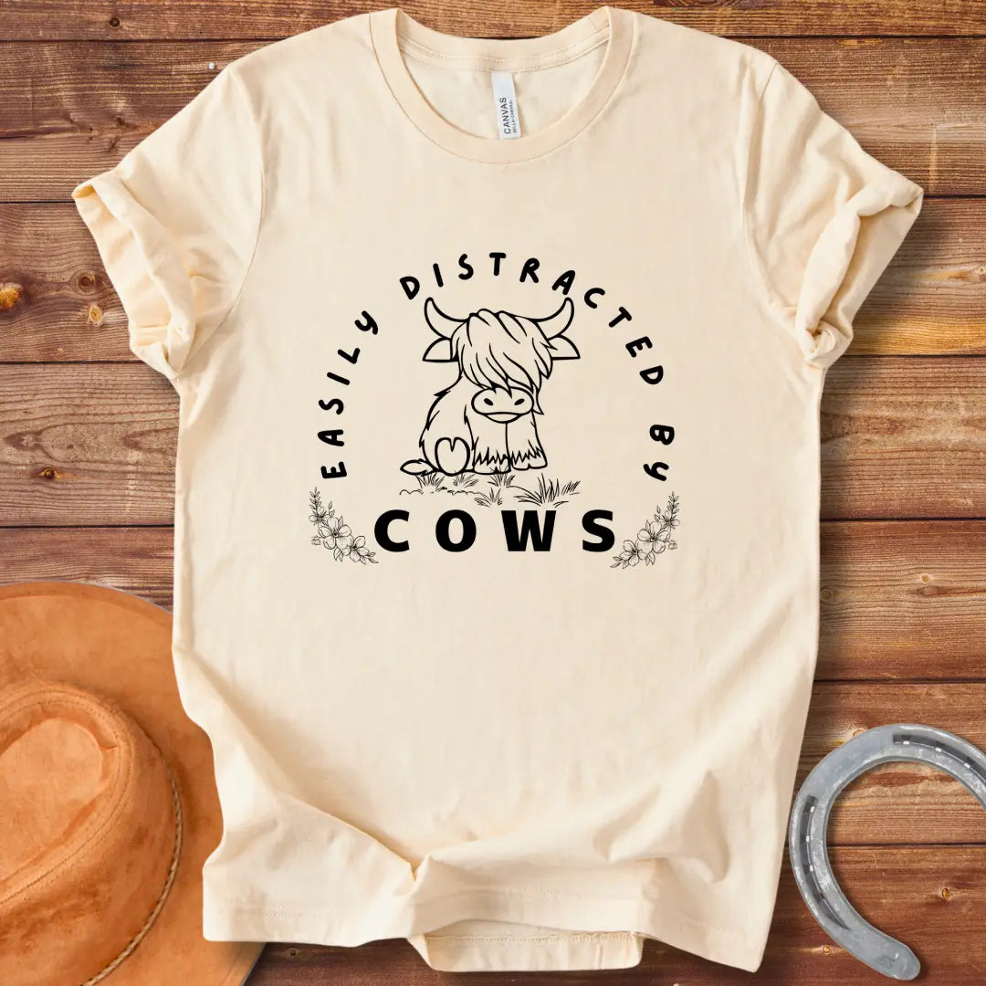 Easily Distracted By Cows T-shirt design for Cow Lovers Clothing