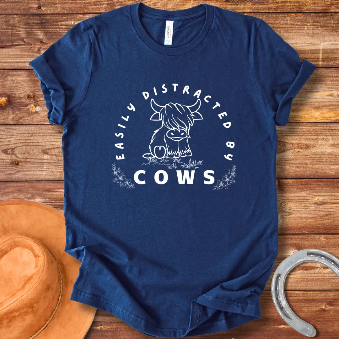 Easily Distracted By Cows T-shirt design for Cow Lovers Clothing