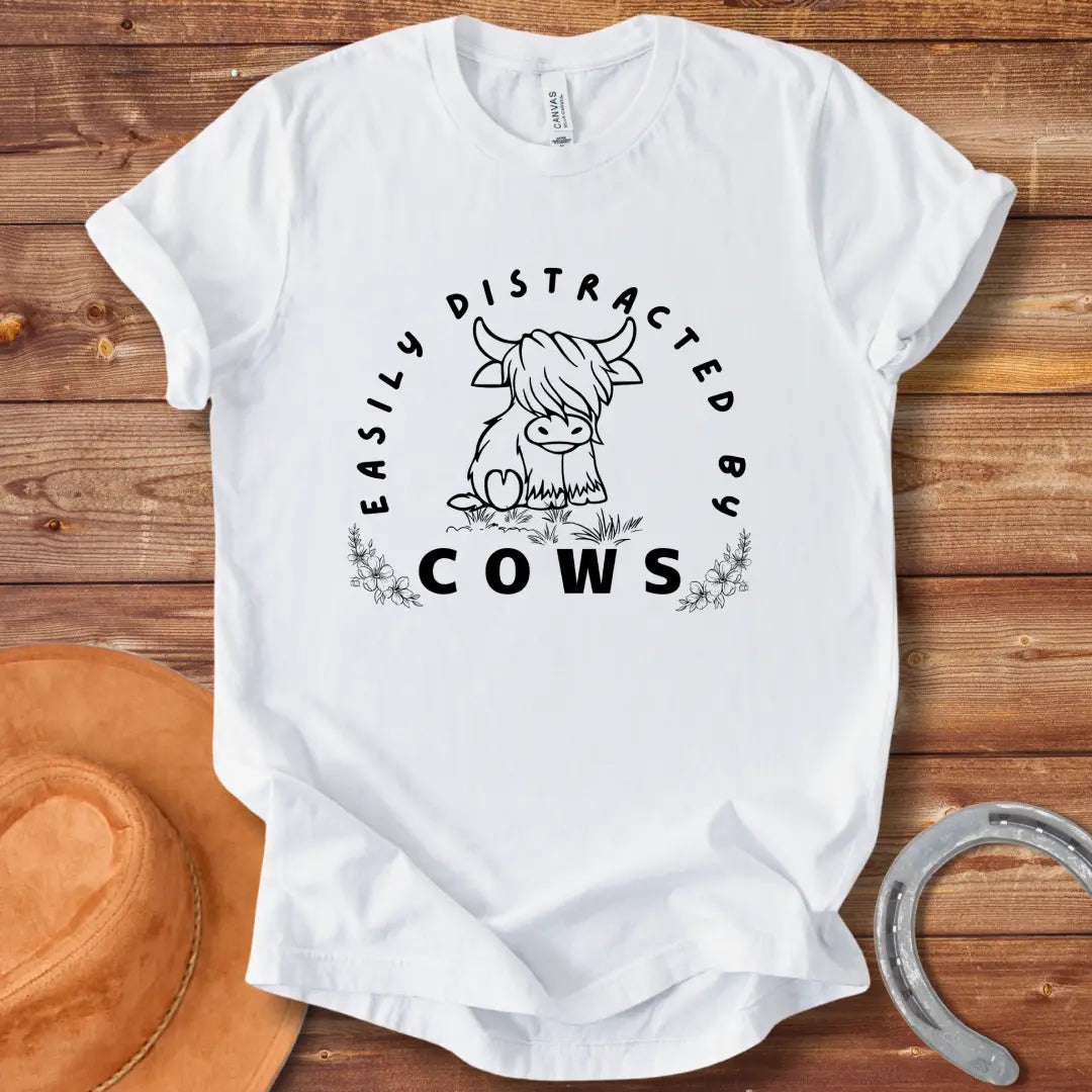 Easily Distracted By Cows T-shirt design for Cow Lovers Clothing
