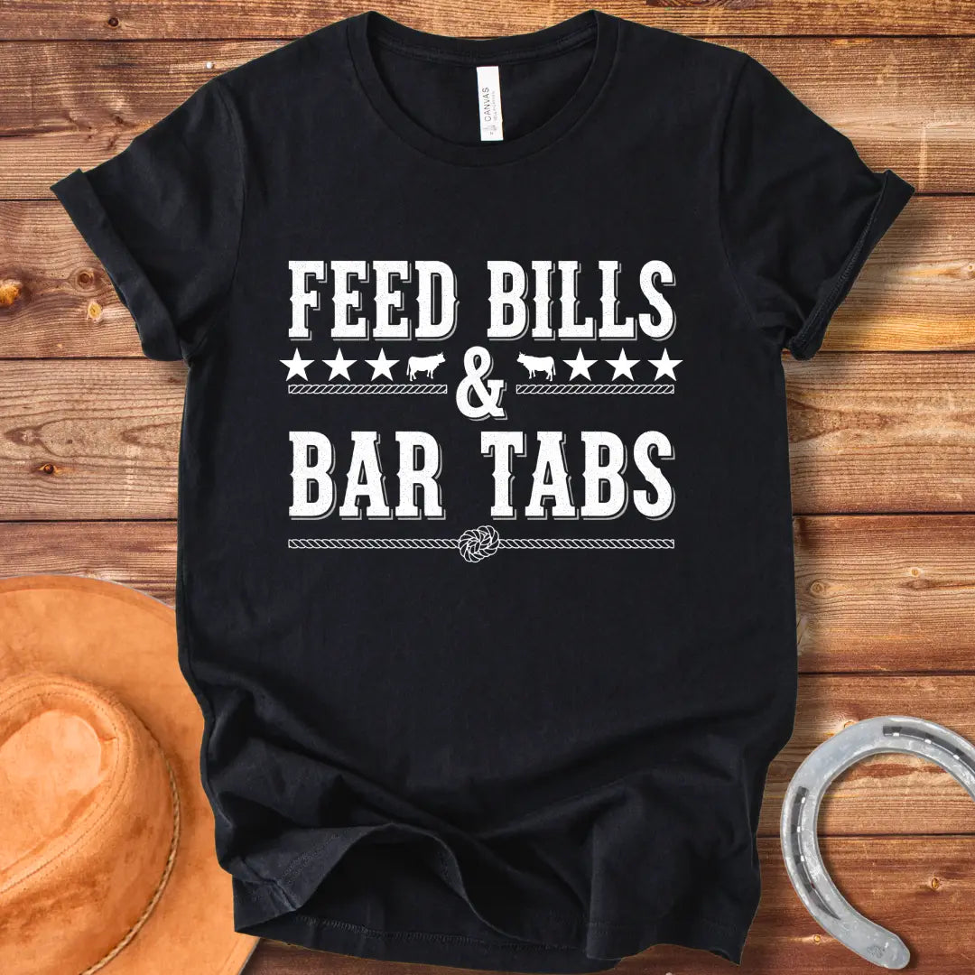 Feed Bills & Bar Tabs T-shirt design with rope and knot detail