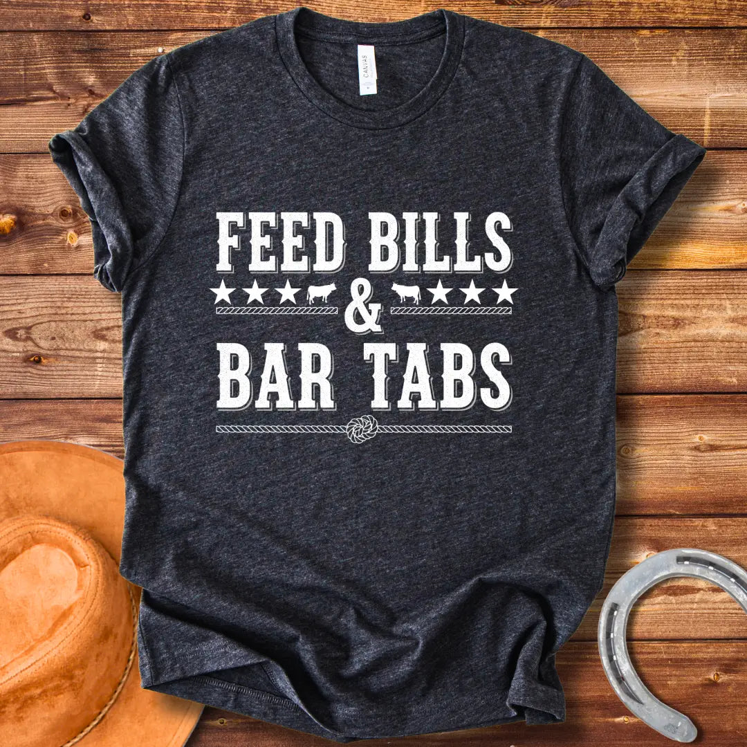 Feed Bills & Bar Tabs T-shirt design with rope and knot detail
