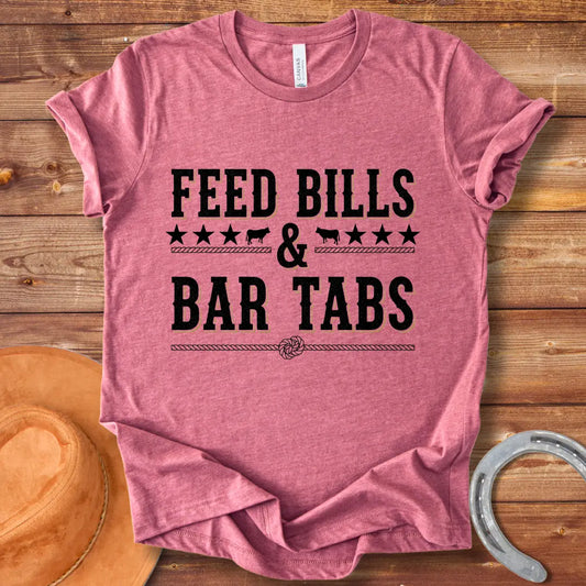 Feed Bills & Bar Tabs T-shirt design with rope and knot detail
