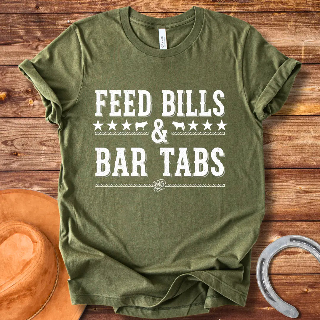 Feed Bills & Bar Tabs T-shirt design with rope and knot detail