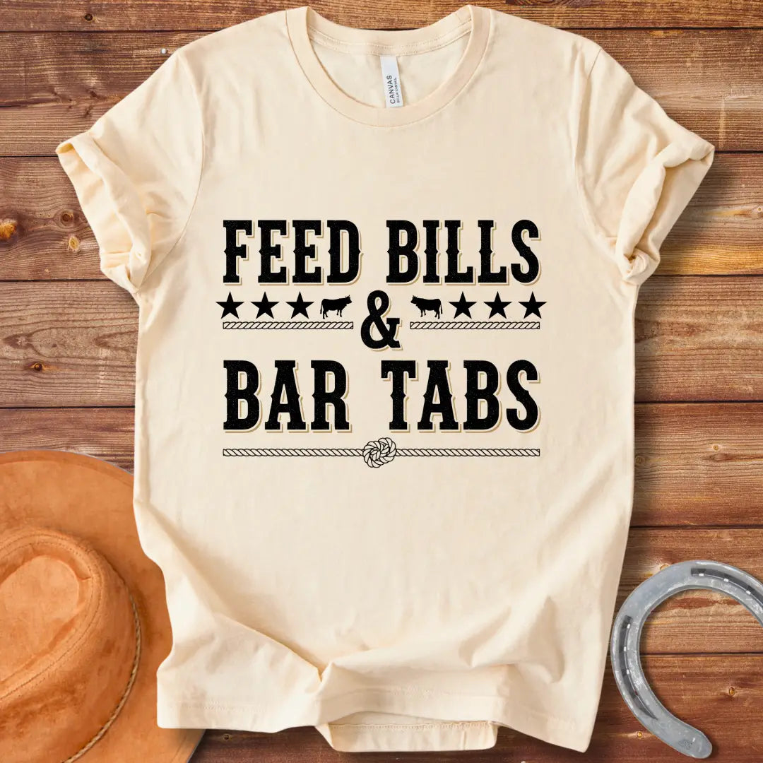 Feed Bills & Bar Tabs T-shirt design with rope and knot detail