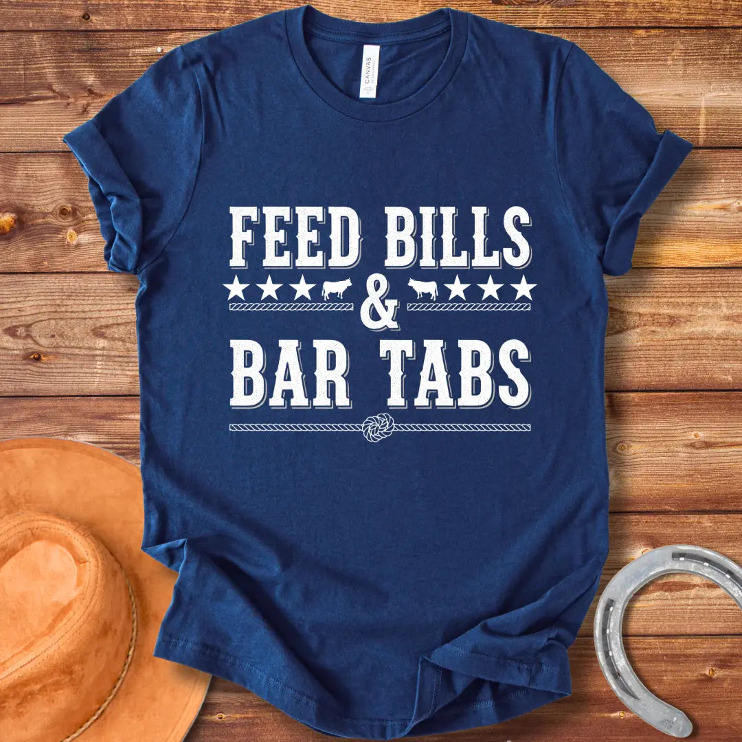 Feed Bills & Bar Tabs T-shirt design with rope and knot detail