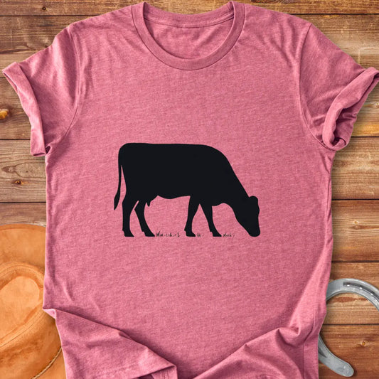 Silhouette of a cow grazing, t-shirt design for Cow Lovers Clothing