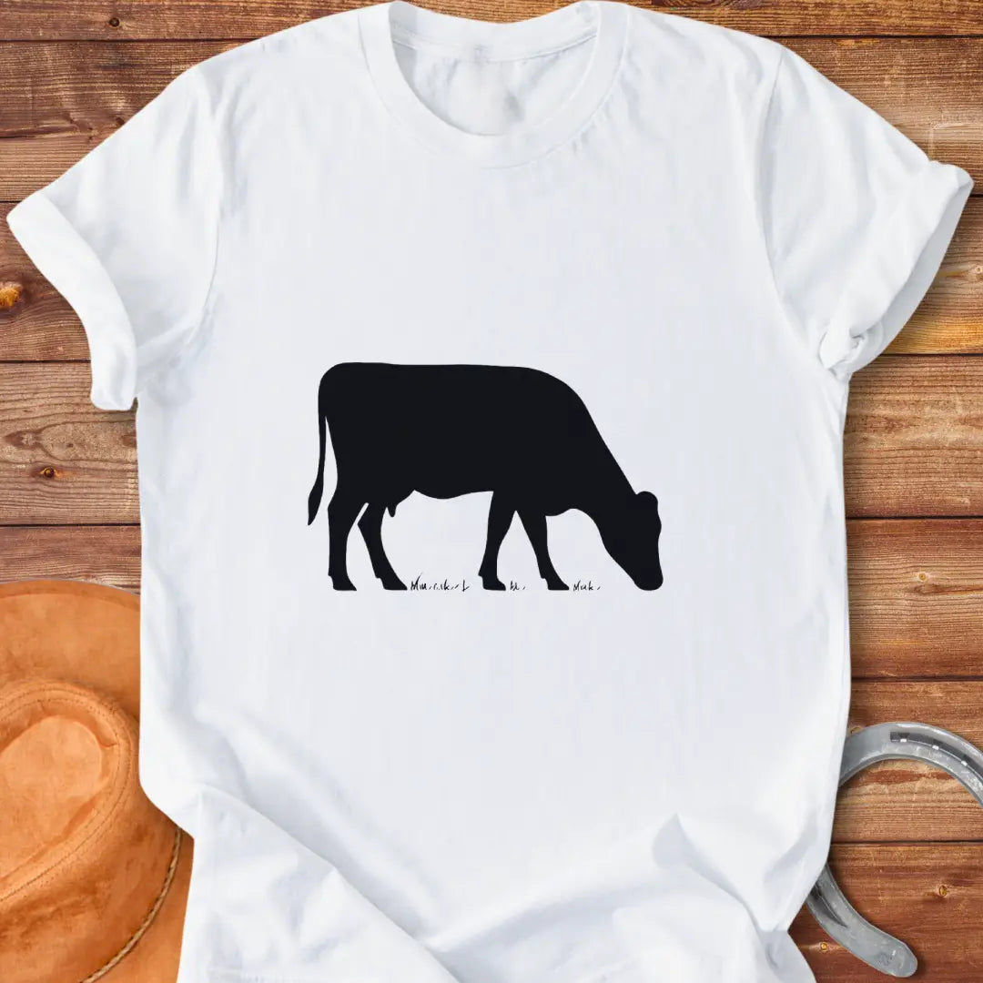 Silhouette of a cow grazing, t-shirt design for Cow Lovers Clothing