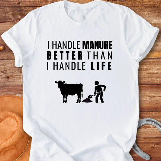 Handle Life T-Shirt design t-shirt, showing a graphic of a cow.