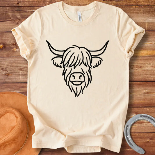 Highland Cow Head Line Art T-Shirt