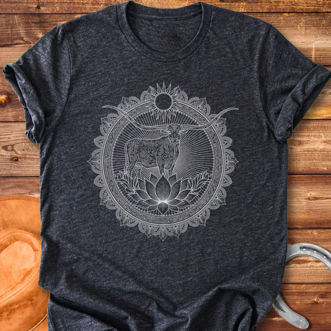 Mandala design featuring a longhorn head with intricate patterns.
