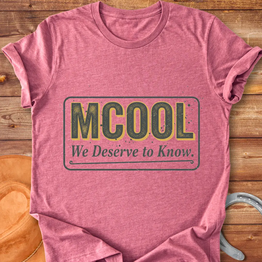 MCOOL T-Shirt design with a statement 'We deserve to know', a perfect shirt for cow lovers