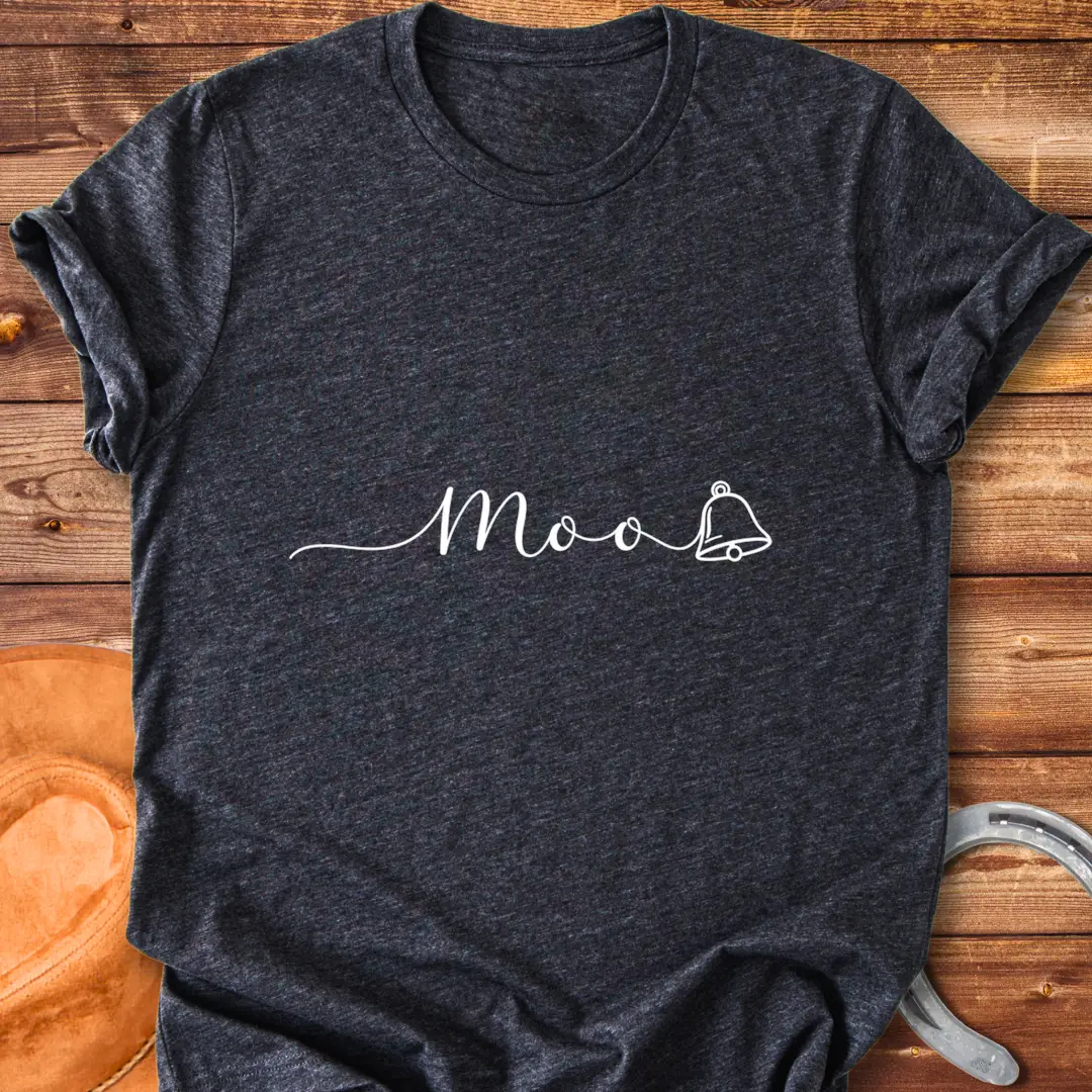 Moo Bell T-Shirt design with a minimalist cow-themed graphic.