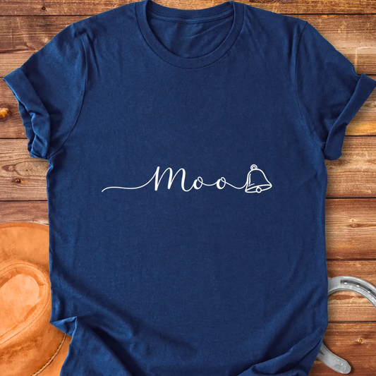 Moo Bell T-Shirt design with a minimalist cow-themed graphic.