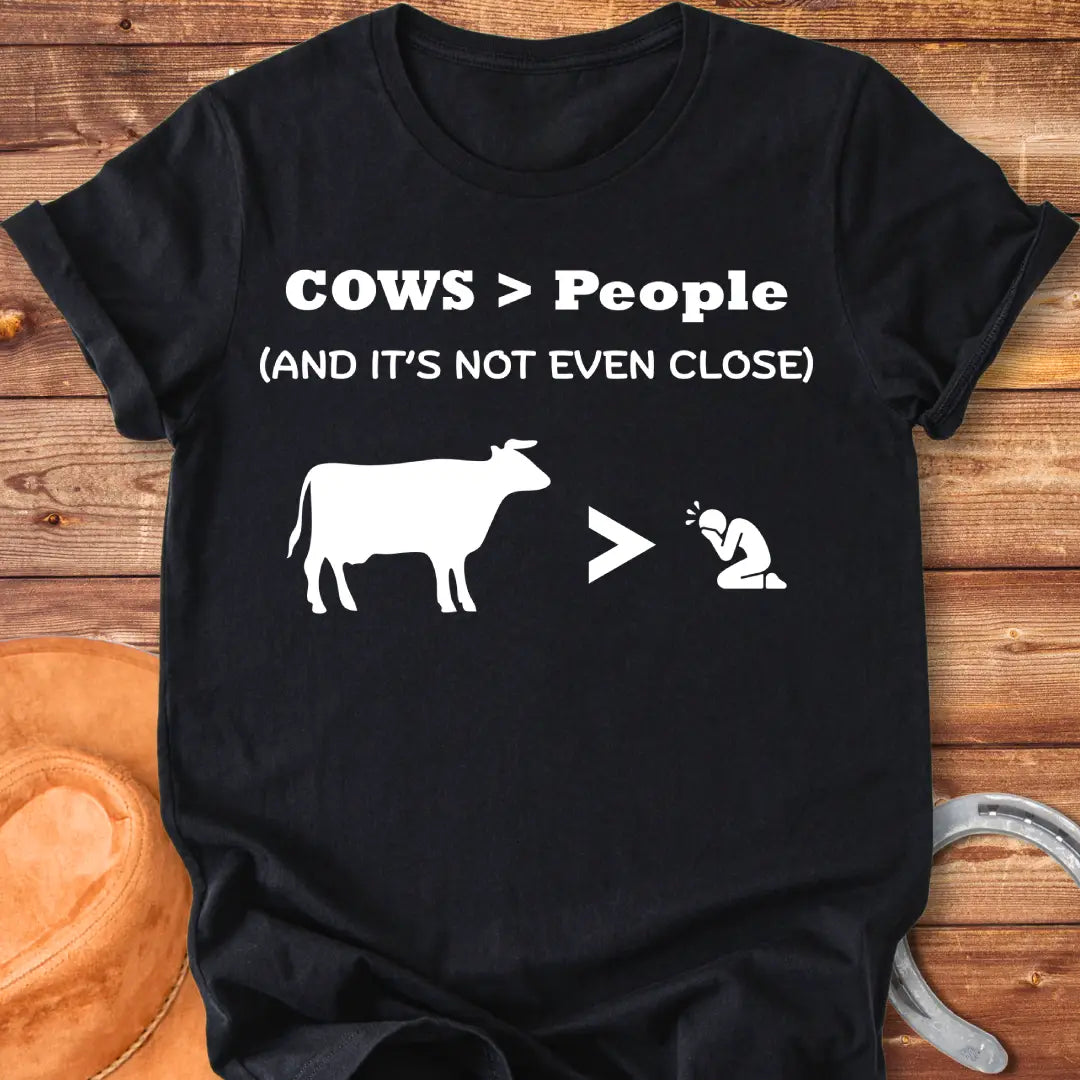 Close-up of a not even close t-shirt, perfect for cow lovers.