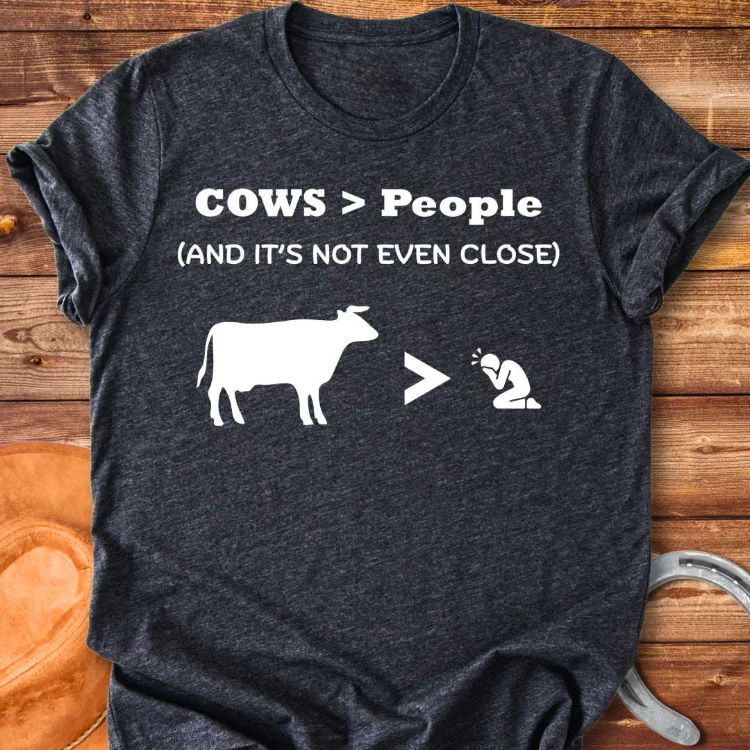Close-up of a not even close t-shirt, perfect for cow lovers.
