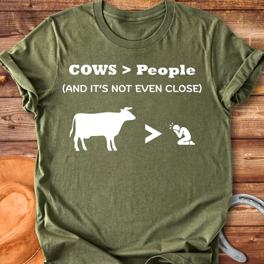 Close-up of a not even close t-shirt, perfect for cow lovers.