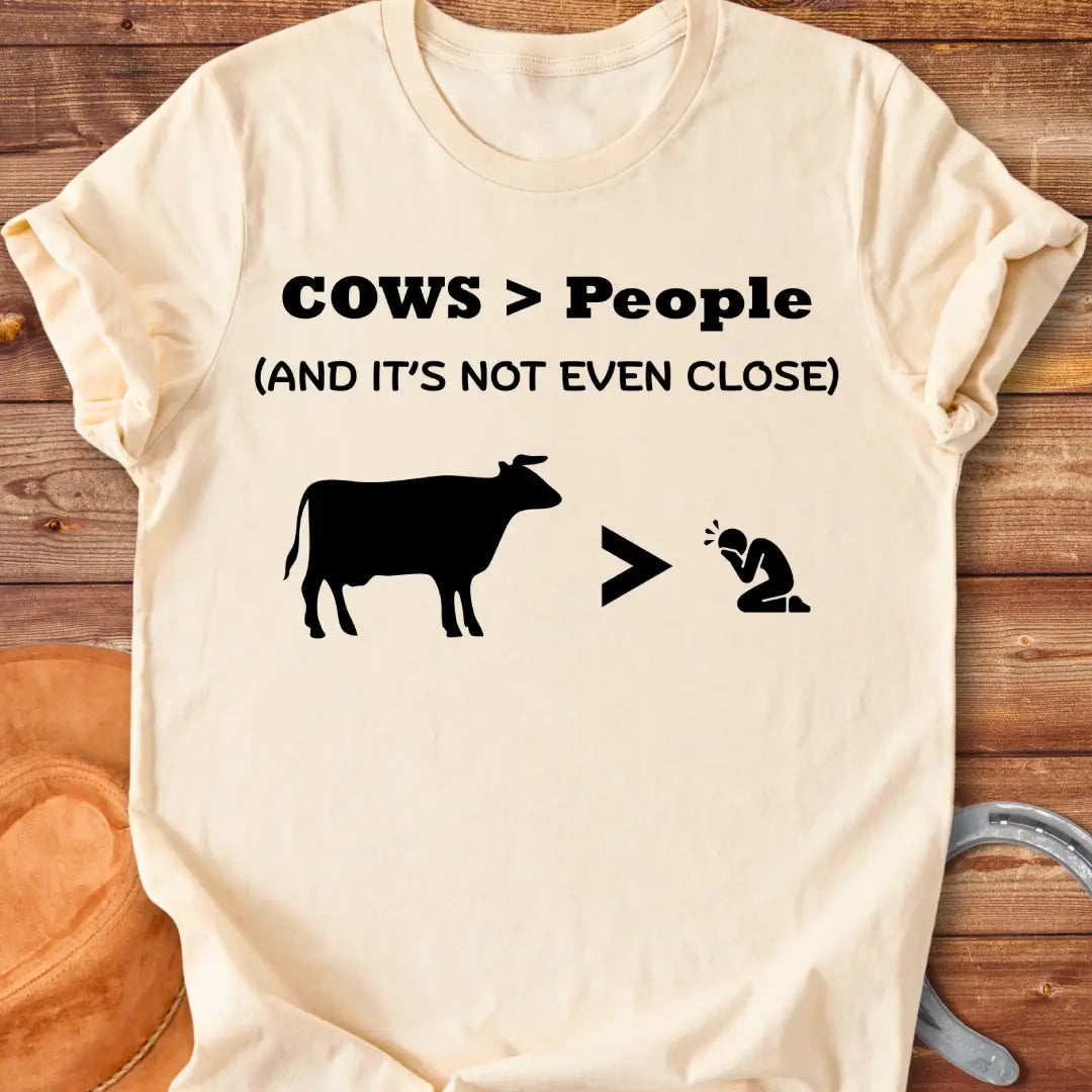 Close-up of a not even close t-shirt, perfect for cow lovers.