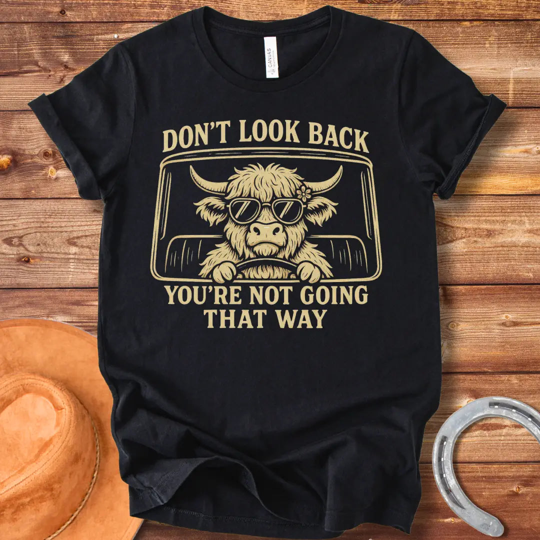 Not Going That Way T-Shirt design t-shirt, showing a graphic of a cow.