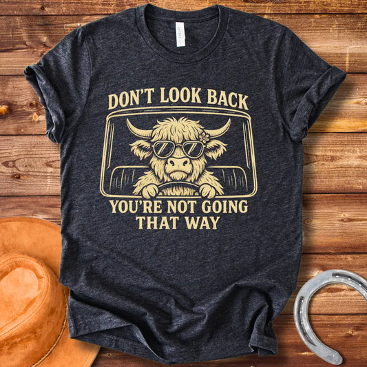Not Going That Way T-Shirt design t-shirt, showing a graphic of a cow.